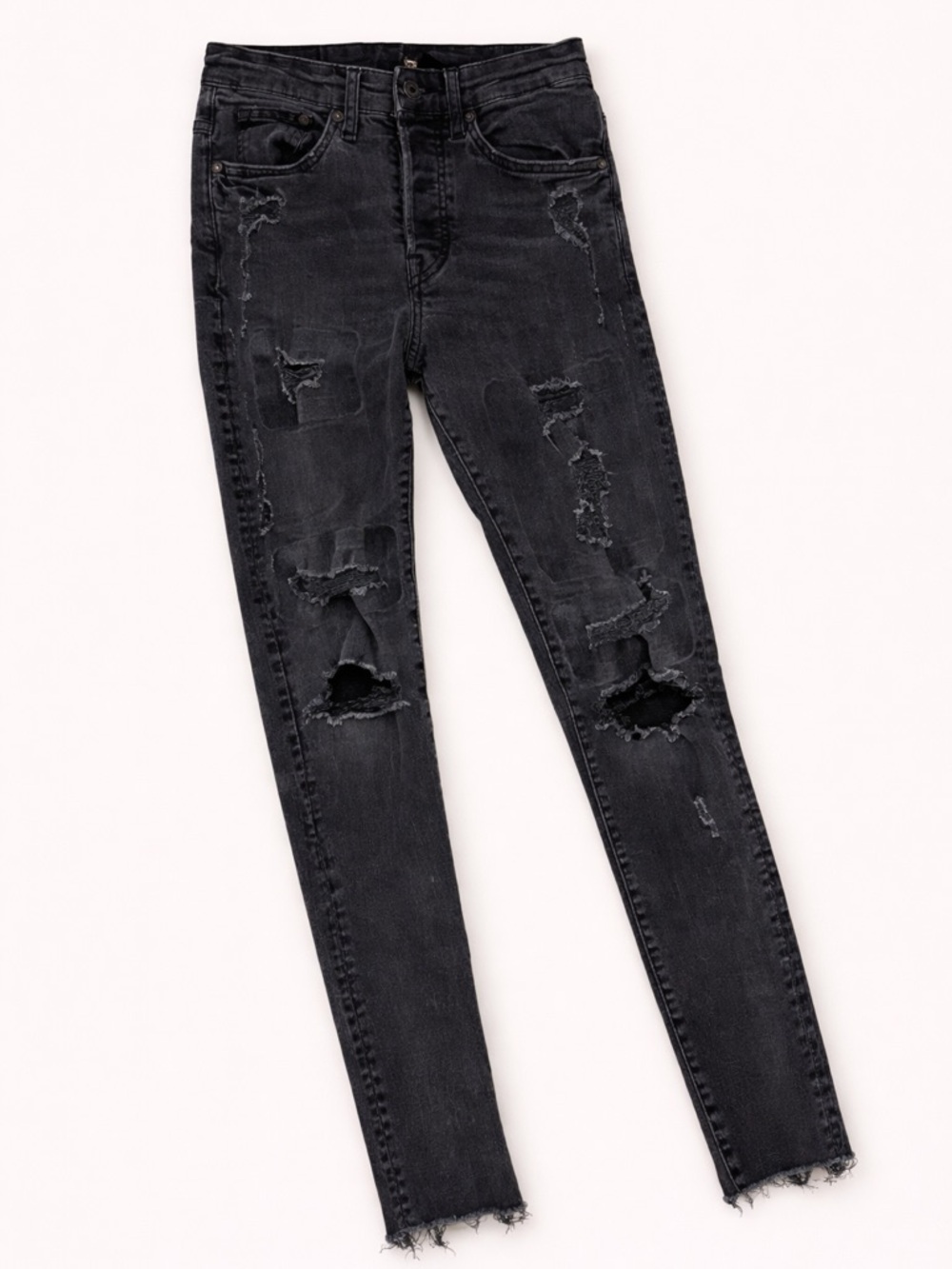 H&M Women’s High Waisted Distressed Skinny Jeans - Distressed Black Jeggings
